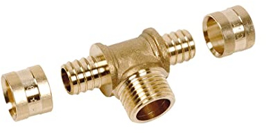 Raccord PER en T à glissement M 1/2 Ø 12 mm PB tub