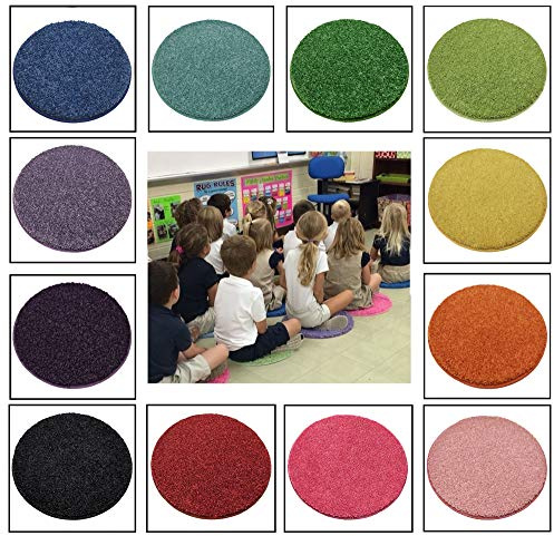 24 Rainbow Kids Crazy Carpet Circle Seats 18” Round Soft Warm Floor Mat - Cushions | Classroom, Story Time, Group Activity, Time-Out Spot Marker and Fun. Home Bedroom & Play Areas