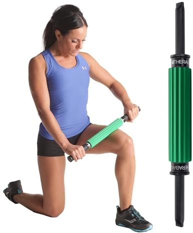 THERABAND Roller Massager+, 19-21 Retractable Muscle Massage Stick for Full-Body Use, Deep Tissue & Trigger Point Self-Massage, Portable Handheld Fascia Release Tool for Runners, Athletes