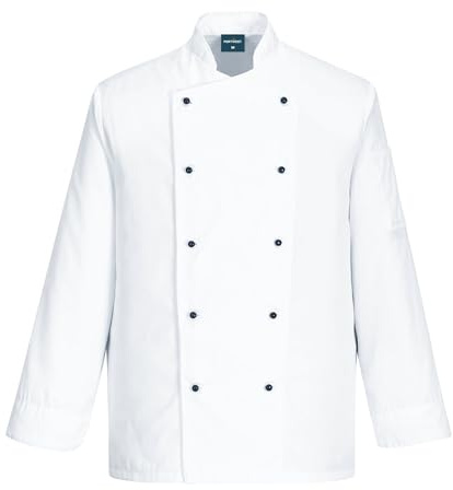 Portwest Somerset Chefs Jacket L/S, Size: XXL, Colour: White, C834WHRXXL