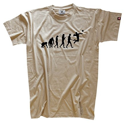 Shirtzshop Herren Faustball Faust Ball Volleyball Handball Evolution T-Shirt Beige XXL