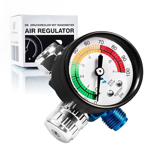 BenBow Tryckregulator med manometer för lackeringpistoler, upp till 7 bar