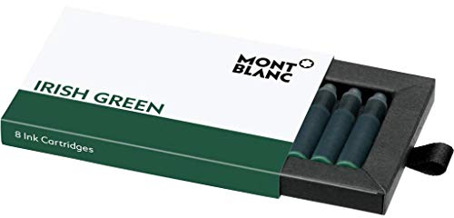 Montblanc Tintenpatronen Irish Green 106274 Hochwertige Tinte für Füllfederhalter Irisches Grün, 1 Schachtel à 8 Füllerpatronen