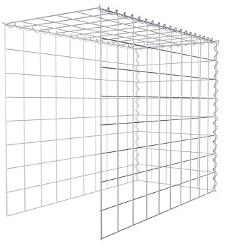 GABIONA - Gavión cuadrado, malla 10 x 10 cm, profundidad 50 cm, cesta de sujeción tipo 4, cierre en espiral, galvanizado