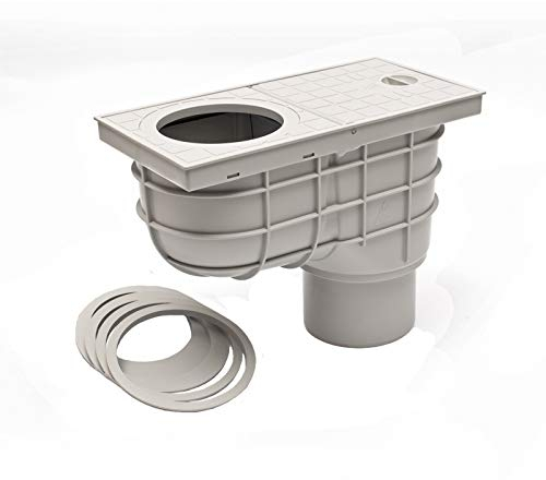 Senkrechter Regensinkkasten mit Gitter Ø 125 mm grau Rückstauklappe Rückstauverschluß Geruchsklappe Regenrohrablauf Dachrinnenablauf Sieb