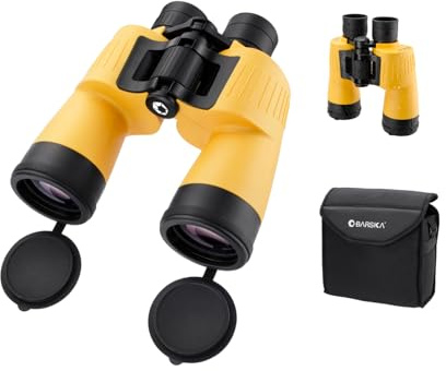 Barska Uni-Erwachsene Floatmaster 7x50 schwimmendes wasserdichtes Marine beschlagsicher, gummiert gepanzert, langlebig, wasserabweisend, Fernglas für Bootfahren und Outdoor WP, gelb, 7x50mm