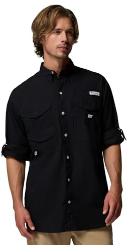 Columbia PFG Bonehead - Camisa de Manga Corta, Primavera/Verano, Camiseta BoneheadTM LS., Manga Larga, Hombre, Color Negro, tamaño XL