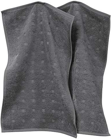 Möve Gästetuch Quadretti 2er-Pack Walk-Frottier Graphit Größe 30x50 cm