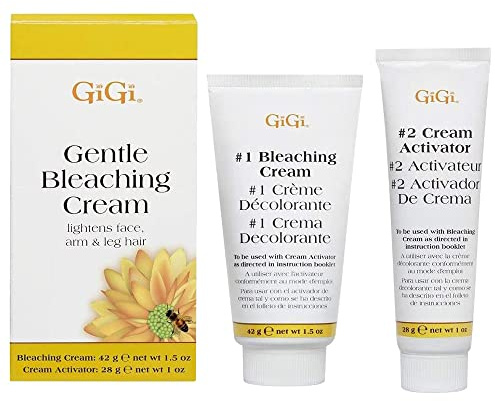 GiGi Gentle Bleaching Cream for Hair, Facial Hair & Body Hair, 1 oz – Safe Hair Bleach & Alternative to Waxing Kits and Hair Removal Cream – Lightens Dark Hair for Natural Look