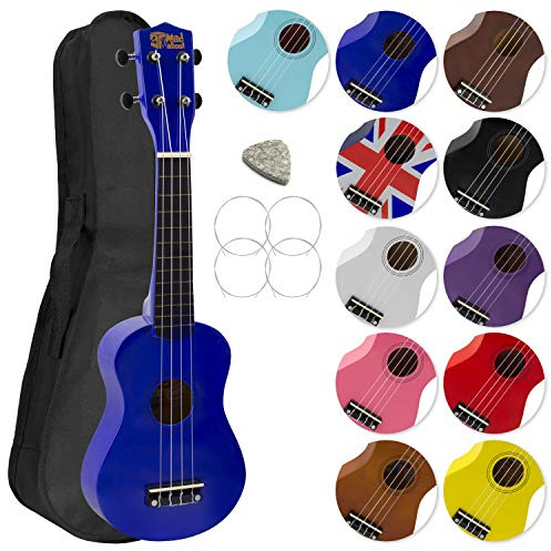 Soprano Ukulele for Beginners in Blue with Free Uke Bag