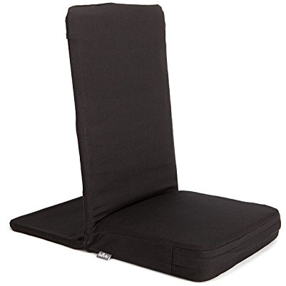 Bodhi Chaise de Sol Mandir | Siège de méditation avec Coussin d'assise épais | Chaise de Sol Confortable avec Dossier rembourré | Housse Lavable | Idéal pour Yoga et méditation (Noir, Standard)