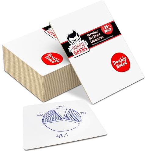 Board Geeks 25 Pack Small White Boards for Students - Double Sided Dry Erase Boards 9 x 12 in - Mini Whiteboard Set for Classroom or Home Use - Portable White Board Bulk for Kids and Teachers