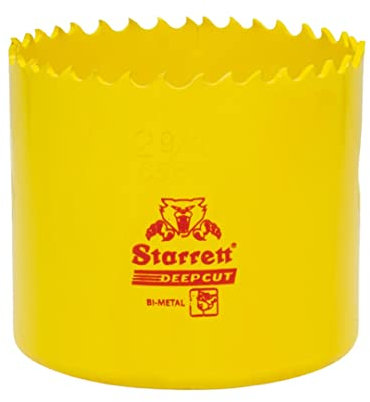 Starrett Deep Cut Hole Saw - DCH0296 Heavy Duty Bi-Metal with Extra Cobalt HSS Teeth - For Metals Wood Cast Iron Fibreglass Plastic Materials - 65mm