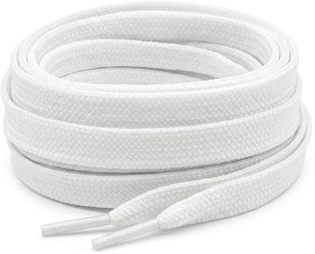 Vita färgade smarta snören® platt tränare sko snören perfekta utbytessnören för vuxna eller barn träningsskor fotbollstövel sport tennisskor skosnören, - Vitt - 150cm 59 inches