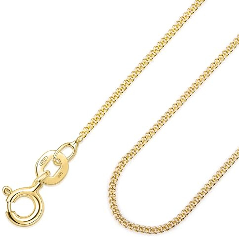 Amberta - Collar - Fina Plata de Esterlina 925-18K Chapado en Oro - Cadena de Frenar - 1.05 mm - 40 45 50 55 60 70 cm (50 cm)