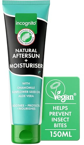 Incognito After Sun Moisturiser - 150ml - 2 in 1 Aftersun and Moisturiser For Soft Skin & Body - Helps prevent insect bites - Travel Friendly Organic Aftersun Moisturiser
