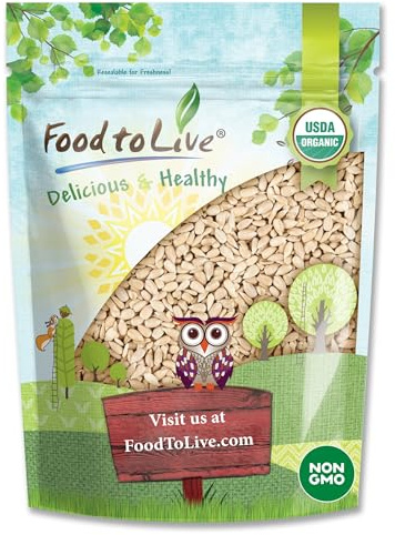 Food to Live - Organic Sunflower Seeds, 2 Pounds - Hulled, Raw, Non-GMO, Dried Kernels, Unsalted, Kosher, Vegan, Keto, Paleo, Sirtfood, Bulk