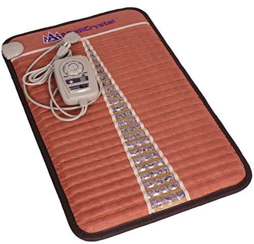MediCrystal Infrared Heat Amethyst Mini Mat - 32 L x 20 W - Natural Crystals - Adjustable FIR Heating 86°-158°F (30°-70°C) - Deep Warming Hot Stone Pad for Back Health - Original Manufacturer