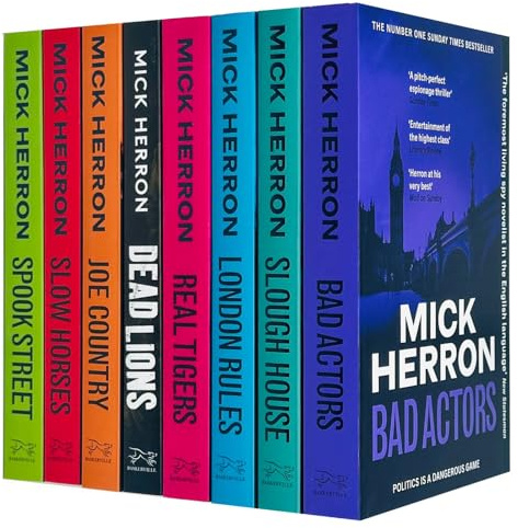 Slough House Thriller Series 8 Books Collection Set By Mick Herron (Slow Horses, Dead Lions, Real Tiger, Spook Street, London Rules, Joe Country, Slough House & Bad Actors)