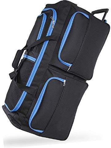 DK Luggage Travel Bag Wheeled Holdall XXL Suitcase with 3 Wheels 40 Black/Blue