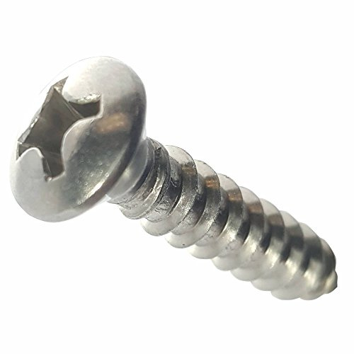 #10 x 1 Oval Head Sheet Metal Screws, Phillips Drive, Stainless Steel 18-8, Full Thread, Bright Finish, Self-Tapping, Quantity 100 by Fastenere
