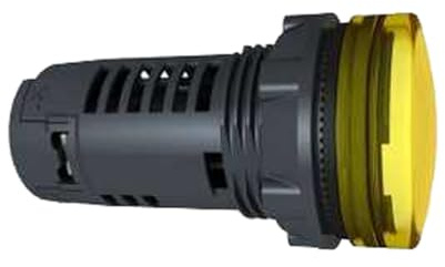 Schneider Electric Harmony XB5 - Monolithic Pilot Indicator Light, Plastic, Plain Lens, Integral LED, Industrial Control, 22 mm Mount, 230…240 V AC, XB5EVM8, Yellow