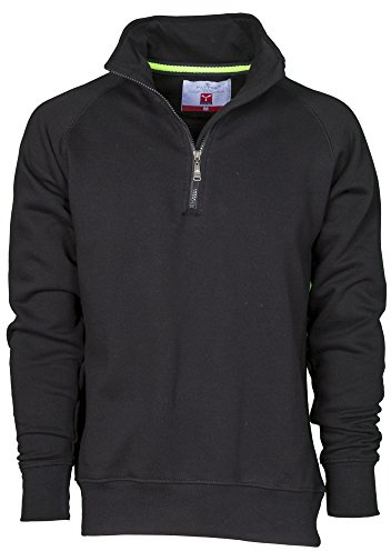 CHEMAGLIETTE! Felpa Da Lavoro Maglia Felpata Cotone Con Mezza Zip In Tinta Payper Miami +, Colore: Nero, Taglia: L