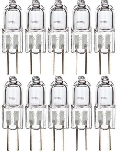 Simba Lighting Halogen G4 T3 10 Watt 120lm Bi-Pin Bulb (10 Pack) 12 Volt A/C or D/C for Accent Lights, Under Cabinet Puck Light, Chandeliers, Track Lighting, 10W 12V 2 Pin JC Warm White 2700K Dimmable