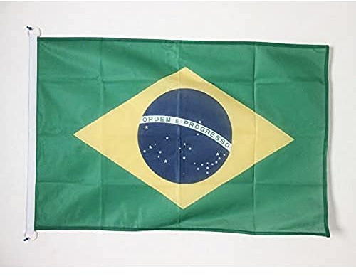 AZ FLAG Pavillon Brésil 150x90 cm Maille Bloquée Anneaux Plastique | Usage extérieur et nautique Pavillon nautique brésilien Brasil avec anneaux en plastique polyester maille