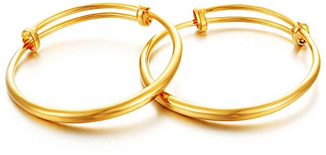 Ethlyn Christmas Gifts for baby for 2pcs/lot 18K Gold Plated Glossy Expandable Charm Bangles &bracelets for 12months children