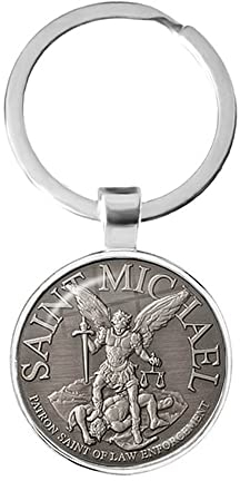 Saint Michael Schlüsselanhänger mit Schlüsselring für Herren und Damen,Erzengel St Michael Schlüsselbund für Autoschlüssel Rucksack Geldbörse,Religiöse Schlüsselhalter Geschenkidee mit Geschenkbox