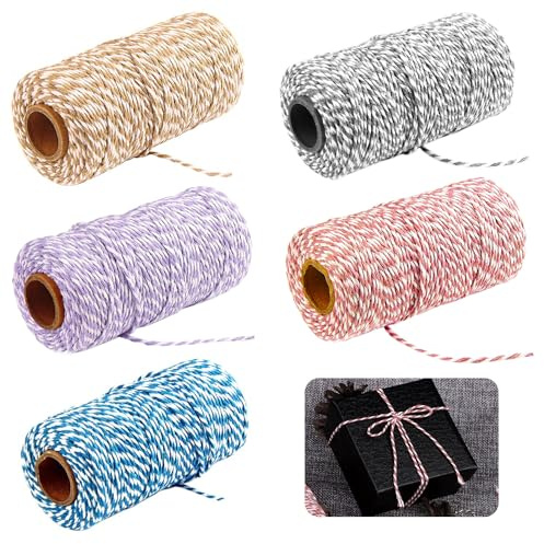 Fyfjur Cuerda Algodon, 5 Rollos Colores Mezclados Hilo Macrame 2mm, Colores Mezclados para Manualidades, Horneado, Envoltura, Floristería, Jardinería (500 M)