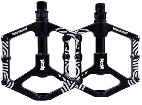 BOWOD Bike Pedals Mountain Bike Adult, Large Clipless Bicycle Pedals, Lightweight MTB Pedals Flat w 9/16 Spindle, Clipless Mountain Bike Pedals w 12Pins for City Commuter Road Bike Pedals Replacement