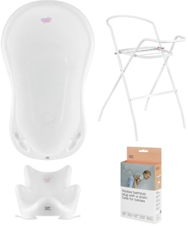 Hylat Baby Set: Bañera estable para bebés con soporte, asiento de baño y desagüe - Certificado TÜV Rheinland - solución ideal para maravillosas experiencias de baño - Colección Lite