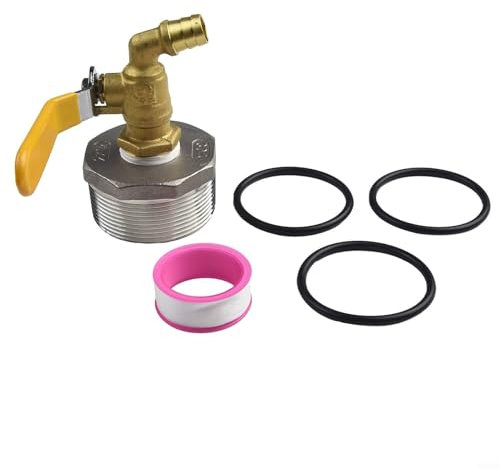 HEIBTENY Robinet de vidange de rechange D50 en acier inoxydable pour fût de 200 litres ou autre interface correspondante, avec joint torique en 3 parties