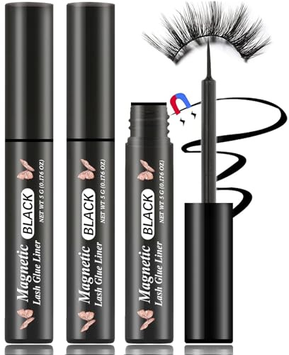 HSKIE 3 Tubes Magnetic Eyeliner for Magnetic Eyelashes Glue - Black Pack