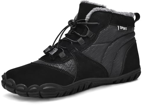 AONEGOLD Barefoot Botines Hombre Invierno Mujer Calentitas Cómodas Luces Minimalistas Zapatos Antideslizante Running Fitness Zapatillas(Negro,42 EU)
