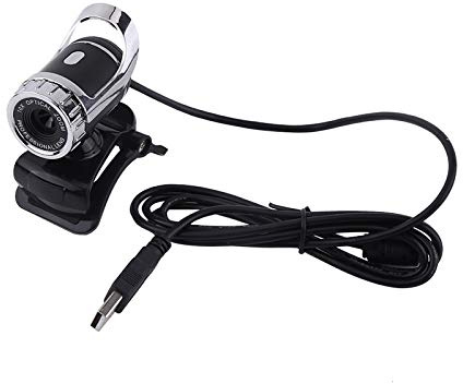 Denash Webcam, Longueur Focale Réglable, Caméra Vidéo HD à Support Rotatif Manuel à 360 °, Correction des Couleurs, Balance des Blancs Automatique pour Le Bureau et la Maison (Silver)