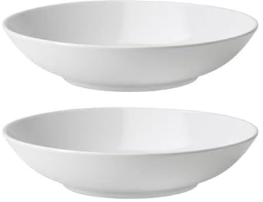 Checkmart Set of Two 22cm Deep Plates - White Porcelain - Stylish, Durable & Versatile - Suitable for Everyday Use - Dishwasher Safe