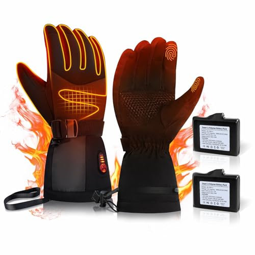 PAVIBOIN Beheizte Handschuhe Herren Damen Beheizbare Handschuhe, Heizhandschuhe Mit Wiederaufladbare Batterie, 5 Einstellbarer Temperatur, Skihandschuhe Für Winter-2XL