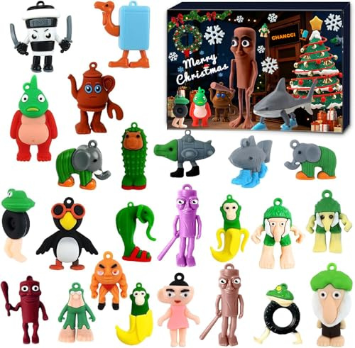 Calendrier de l'Avent Italian Brainrot , 24 pièces Figurine Italian Brainrot avec Tung Tung Tung Sahur&Tralalero Tralala, Jouets pour garçons Drôle,Cadeaux de Noël amusants pour Enfants Amis Fans