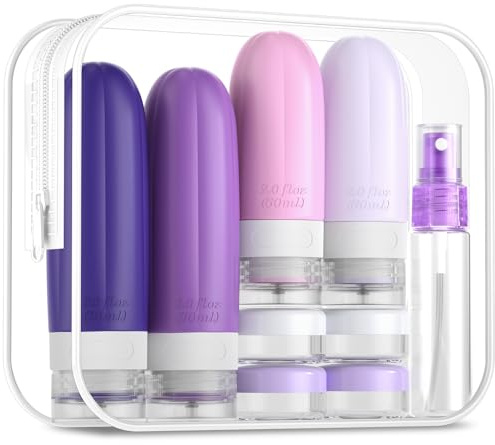 Gemice 16 Pack Travel Bottles Set, CAA Approved Leak Proof Silicone Squeezable Containers for Toiletries, Refillable Accessories 60ml 90ml for Conditioner, Shampoo, Lotion & Body Wash (BPA Free)