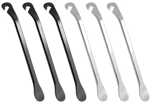 GTNCE 6 Stück Reifenheber Fahrrad, Fahrrad Reifenheber Set, Metall Reifenheber, Kohlenstoffstahl Montierhebel, Fahrrad Reifen Montage Werkzeug für Rennräder und Mountainbikes (Schwarz, Silber)