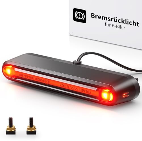 LINGHUANG Feu arrière de vélo électrique avec fonction feu stop, feu arrière de vélo électrique 12-58 V LED pour porte-bagages, feu arrière de vélo homologué StVZO pour vélo électrique, étanche IPX5