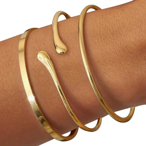 EDLMKM ZXTGBQ 3 Pcs Gold Bracelet For Women, Gold Bangles, Bangles for Women, Adjustable, Bracelet Stackable gold Bangle for women Jewelry Gifts