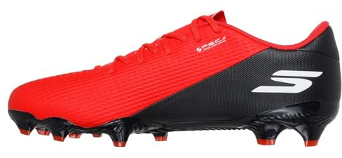 Skechers SKX_2 Academy FG - Scarpe da Calcio da Uomo, Leggere, con Tacchetti da Calcio, Colore Rosso Sintetico/Bordo Nero, Taglia 42