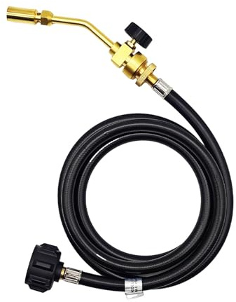 Soplete de Gas Propano y MAPP, 1.5m (5 pies) Manguera, Latón, para Soldadura, Fontanería y Cocina