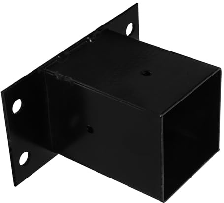 POPETPOP Support Métallique Noir pour Poteau de Terrasse, Base Carrée Robuste pour Rambarde et Clôture, Protège-poteau de Boîte aux Lettres, Socle de Poteau de Remplacement, Pied