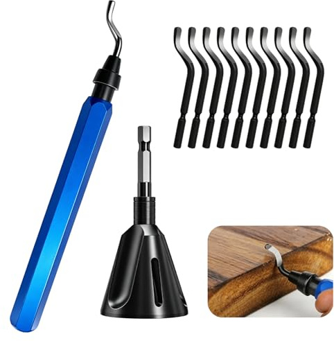 Desbarbador Herramientas Impresora 3d Chaflán Manual 12 Uds | 10 Cuchillas Giratorias 360°, 1 Vástago Hexagonal, Procesamiento de Metal, Material Plástico, Eliminación Rebabas