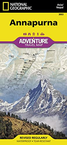 Annapurna Adventure Map by National Geographic – Waterproof Trekking Map for Nepal with Trails, Villages & Elevation – Foldable Map for Annapurna ... Base Camp (National Geographic Adventure Map)